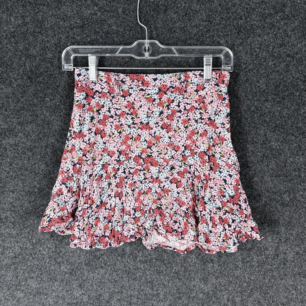 So Mini Skirt Women S Small Pink Floral Short Zipper Mid Rise Rayon Casual